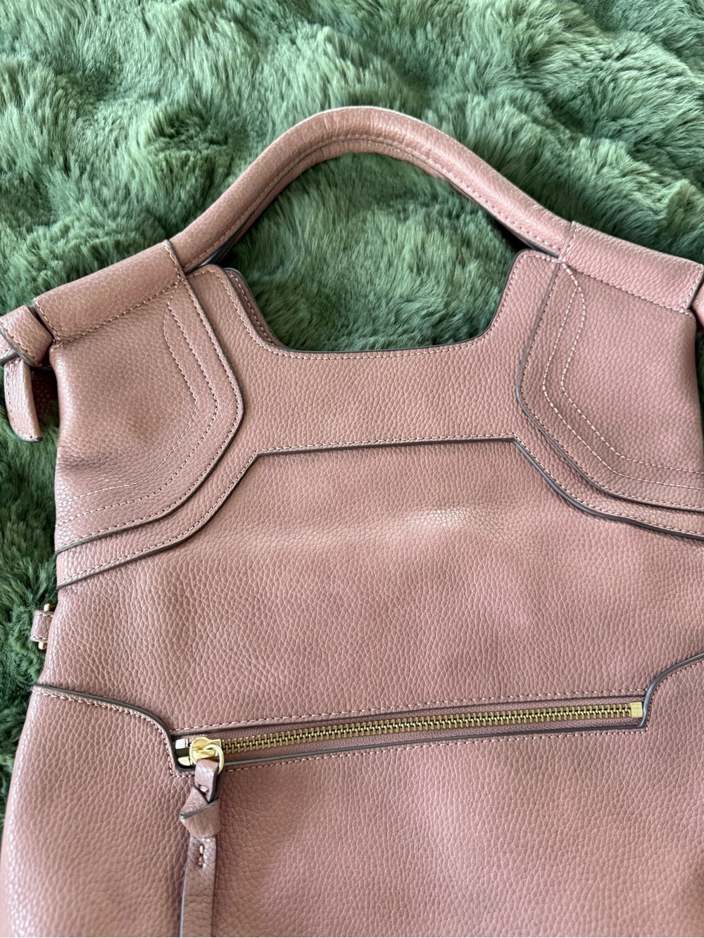 Foley and Corinna Mauve Leather Tote Bag Optional Crossbody Sleek Everyday - Picture 4 of 4